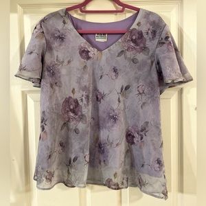 R & M Richards purple flutter sleeve top